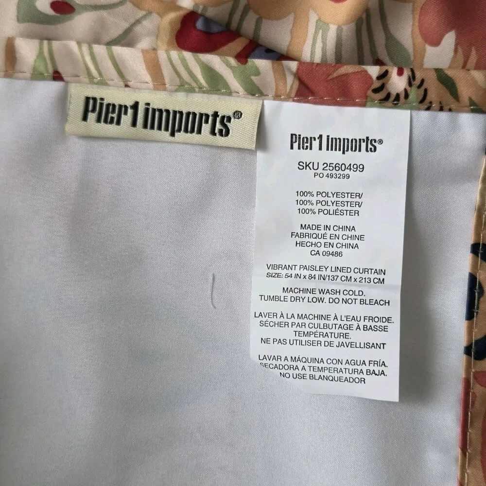 Pier 1 Set (2) Imports Curtain Panels Vibrant Paisley Window 54